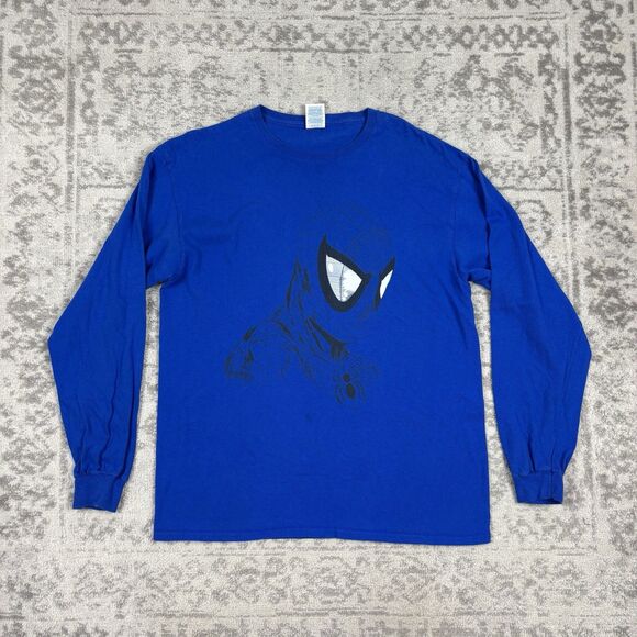 Blue Spiderman T Shirt Casual Adult Long Sleeve Tee Spider-Man Blue Size Large - Picture 1 of 6
